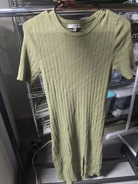 Olive Green Ribbed Dress